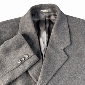 Pierre Cardin Coat Mens 38R Black Wool Overcoat Long Cashmere Italy Vintage Peak